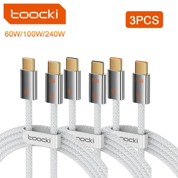 Toocki 3 Stück USB-C-zu-USB-C-Kabel PD 60 W/100 W/240 W Schnellladung Typ-C-Ladekabel für MacBook iPhone