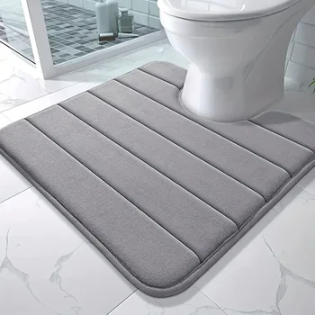 U-förmige Toilettenmatte aus Memory-Schaum, rutschfest, super saugfähig, Badezimmerteppich, Badematte
