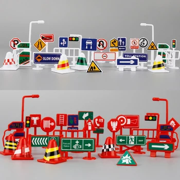 Stadt Verkehrs Straße Karte Kinder Spielzeug Stadt Auto Parkplatz Roadmap Verkehrszeichen Klettern (28 Stück)