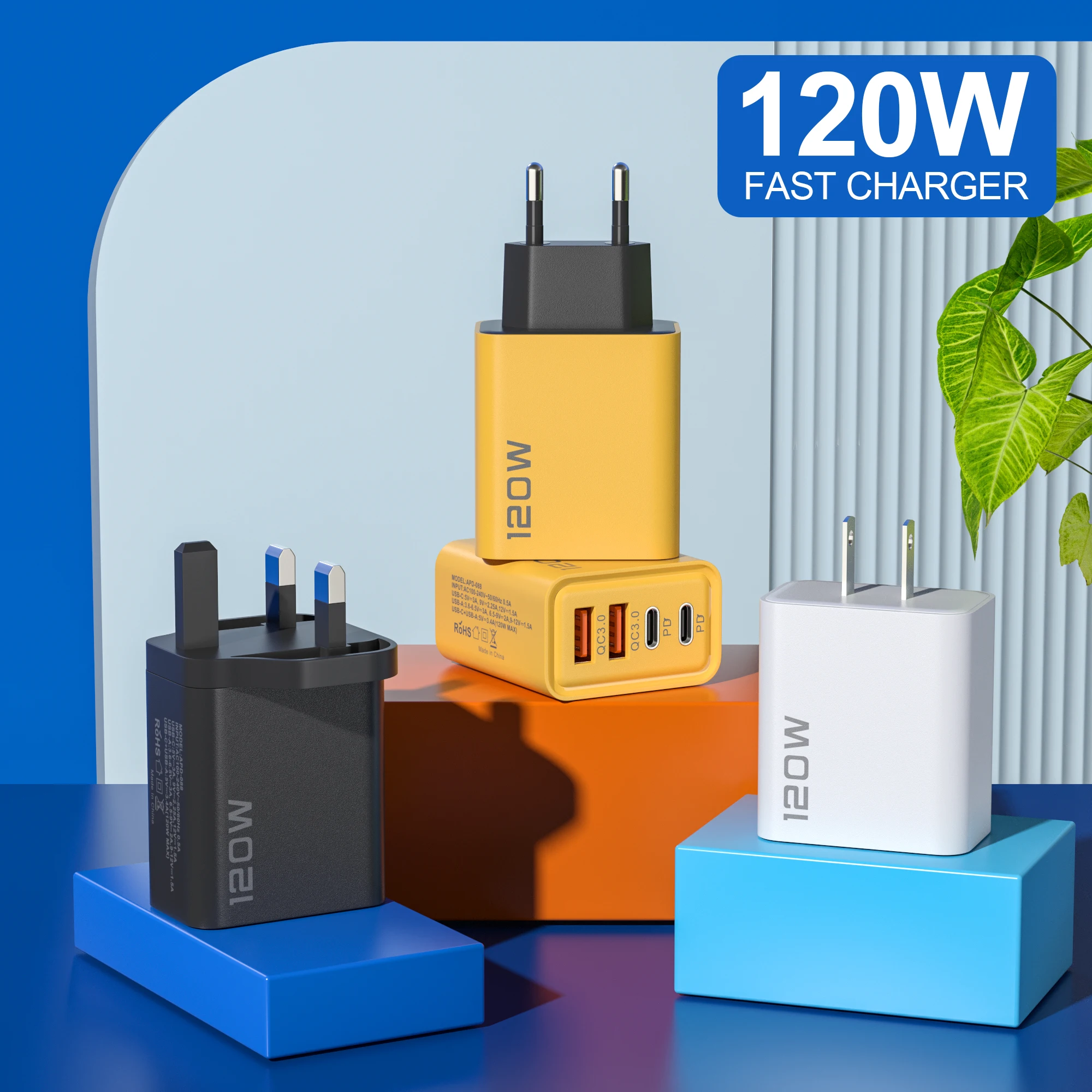 USB-Ladegerät 120 W mit 4 Ports, USB-C PD und QC 3.0 – Bild 5