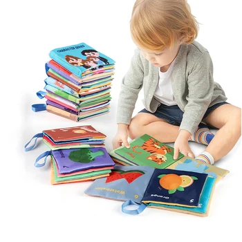 Weiche Baby Bücher Spielzeug Montessori 3D Touch fühlen sich kontrast reiche Stoff Buch sensorische frühe