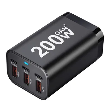USB C Fast 200 W 6-Port-Ladegerät, schnelles GaN-Ladegerät, Netzteil für iPhone 14/13/12-Serie, Samsung Galaxy