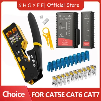RJ45 Crimp Tool Kit Pass Through Cat6 Crimpzange für Cat5 Cat5e Cat6 8P8C Stecker, All-in-One Ethernet Crimper