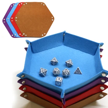 Würfeltablett-Set, faltbare Würfeltabletts, sechseckiges Würfelrolltablett, Filzwürfelhalter für Würfelspiele