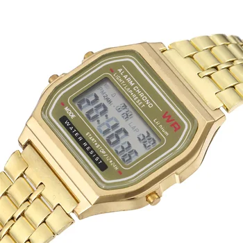 Frauen Männer Unisex Uhr Gold Silber Schwarz Vintage LED Digital Sport Militär Armbanduhren Elektronische