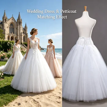 Flauschiger 4 6 8 Lagen Knochenloser Petticoat Hochzeitskleid Tüll Krinoline Braut Ballkleid Unterrock
