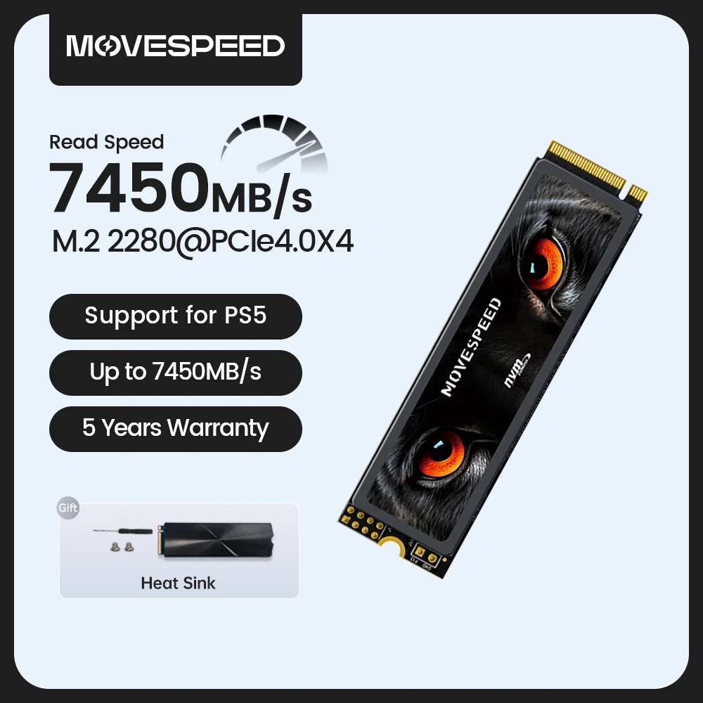 MOVESPEED 7450 MB/s SSD NVMe M.2 2280 4 TB 2 TB 1 TB interne