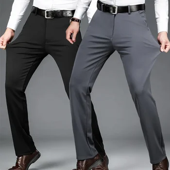 29-42 Herren Sommer Dünne Mode Business Casual Anzughose Lange Hosen Herren Elastische Gerade Ärmel Formelle