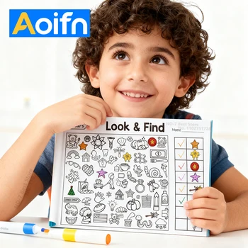 Look and Find Aktivitätsbuch für Kinder mit versteckten Objekten, Konzentrationsaufmerksamkeitspraxis