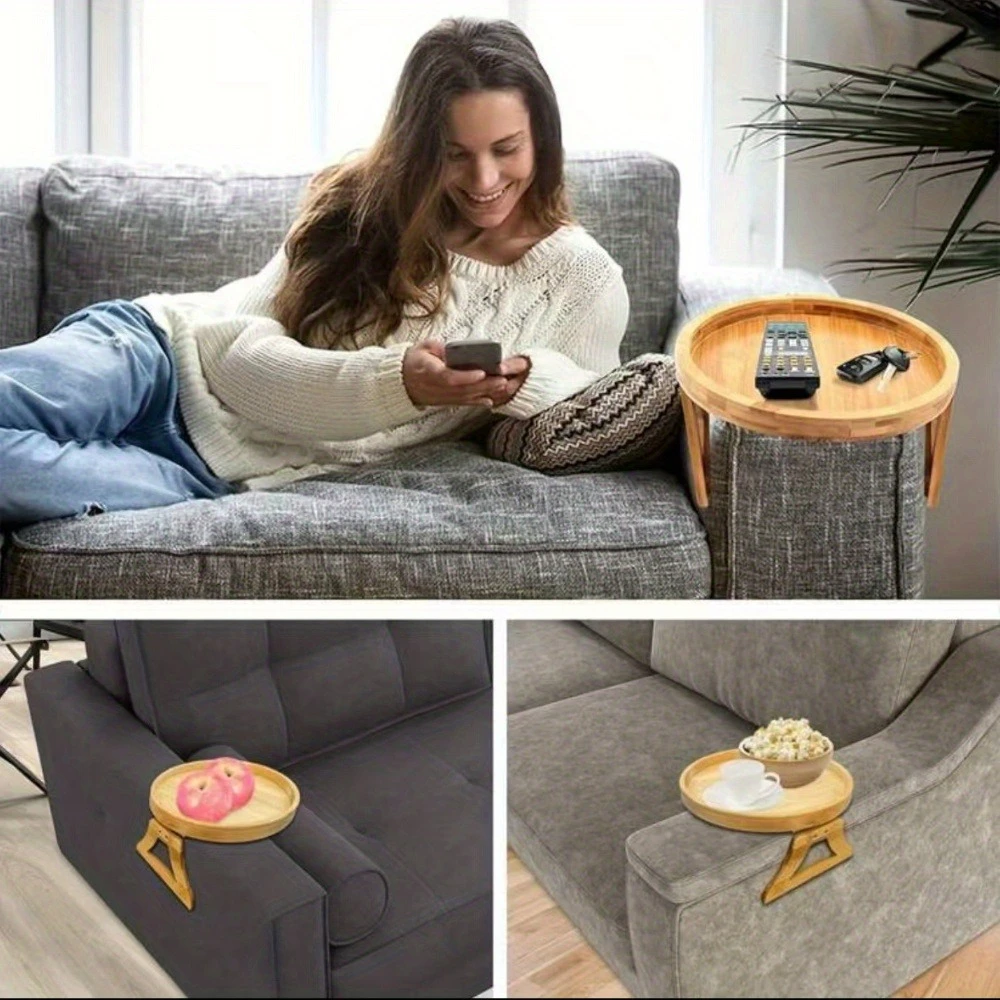 2025 Holzsofa-Armlehnen-Tablett, kreisförmiges – Bild 5