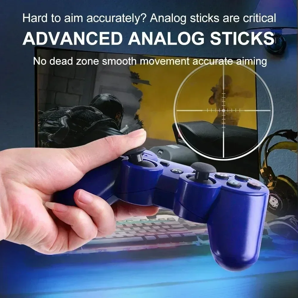 Bluetooth PS3 Wireless Gamepad Gamepad Vibration neutral – Bild 6