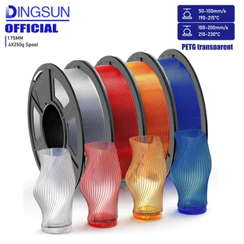 PETG-Filament 1,75 mm, 3D-Drucker-Filament PETG transparent, starke Zähigkeit, 200 g/250 g/500 g/1 kg Filament