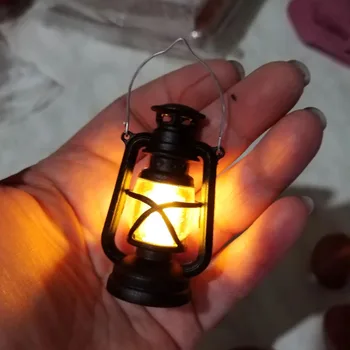 Puppenhaus Mini Led Retro Glowing Pony Laterne Simulation Cande Licht Nachtlicht Puppen Miniatur öl licht