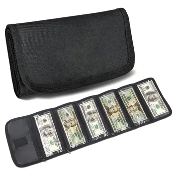 Geldkassette mit 6 Reißverschlussfächern, Aufbewahrungsbox für Bargeld und Tickets, Umschlag-Geldbörse