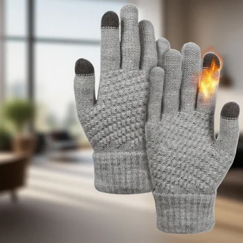 Touchscreen-Winterhandschuhe für Damen und Herren, warme Strickhandschuhe, Outdoor, Radfahren, Fahren