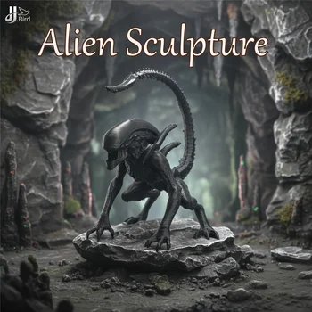 Eine schwarze Alien-Modellierungsornamente im Sci-Fi-Stil, Desktop-Dekoration von Hand, Sammlung