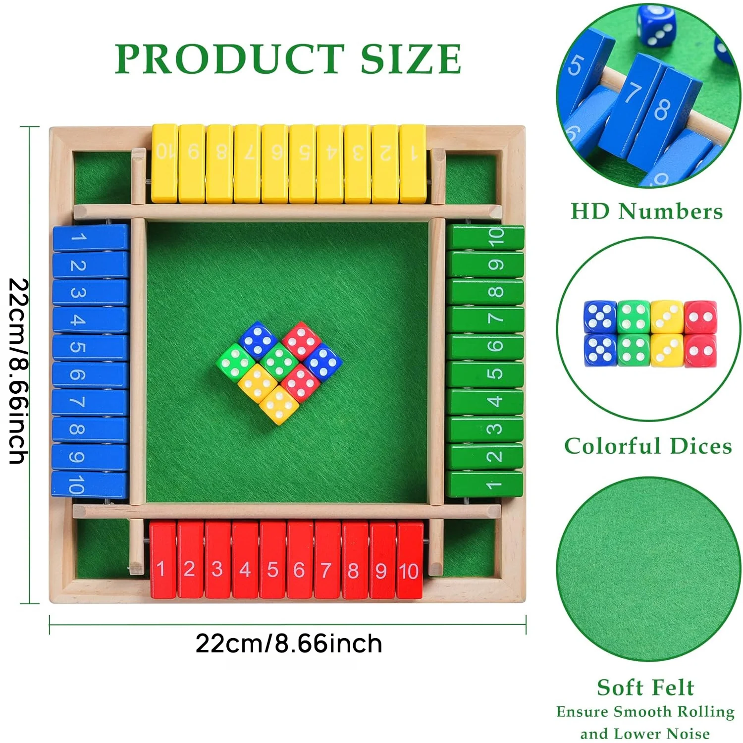 Arithmetik-Würfel-Brettspiel aus Holz – Flip-Kartenbox mit – Bild 3