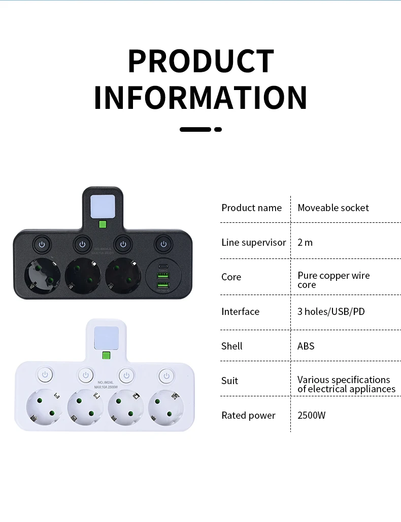EU-Stecker und Steckdose, 4 Steckdosen, Wandstecker und – Bild 4