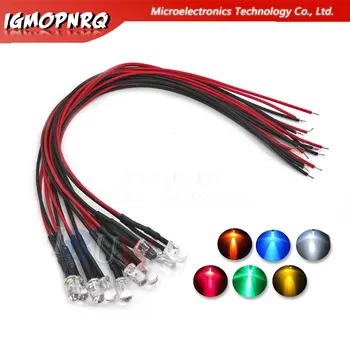 DC 3V 6V 12V 24V Vorverdrahtet 3mm 5mm LED Licht Lampe Vorverdrahtet Emitting Dioden Transparent (10 Stück)