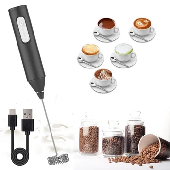 MINI Milchaufschäumer, USB wiederaufladbar, 3 Geschwindigkeiten, Schaumbereiter, Kaffee-Schneebesen, Mixer