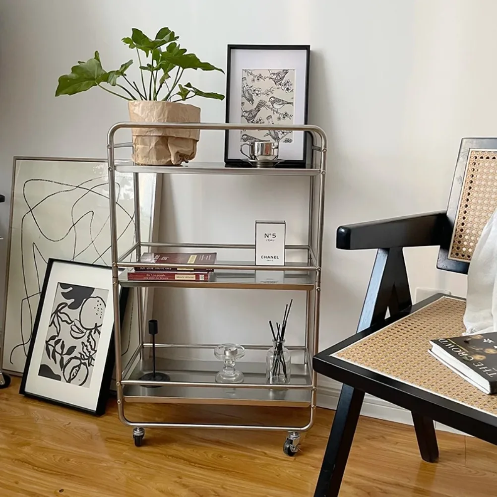 Nordic Edelstahl Beistelltisch Wohnzimmer Mobile Trolley mit – Bild 6