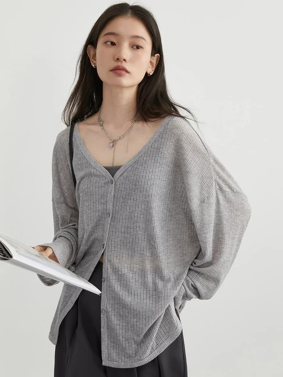 CHIC VEN Damen-Cardigan Neu V-Ausschnitt Langarm Damen-Shirt – Bild 2