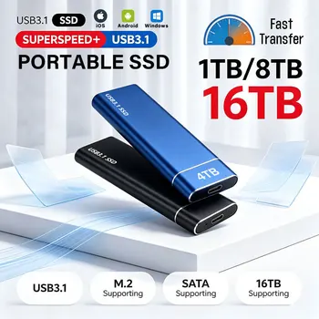 8TB externe Speicherfestplatte USB 3.1 tragbare Solid-State-Drive 128TB SSD mit großer Kapazität, wirklich