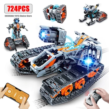 4 in 1 Stadt Technische Programmierung RC Auto Roboter Gebäude Kit Stem Racing Auto 6-16 Jahre (724 Stück)