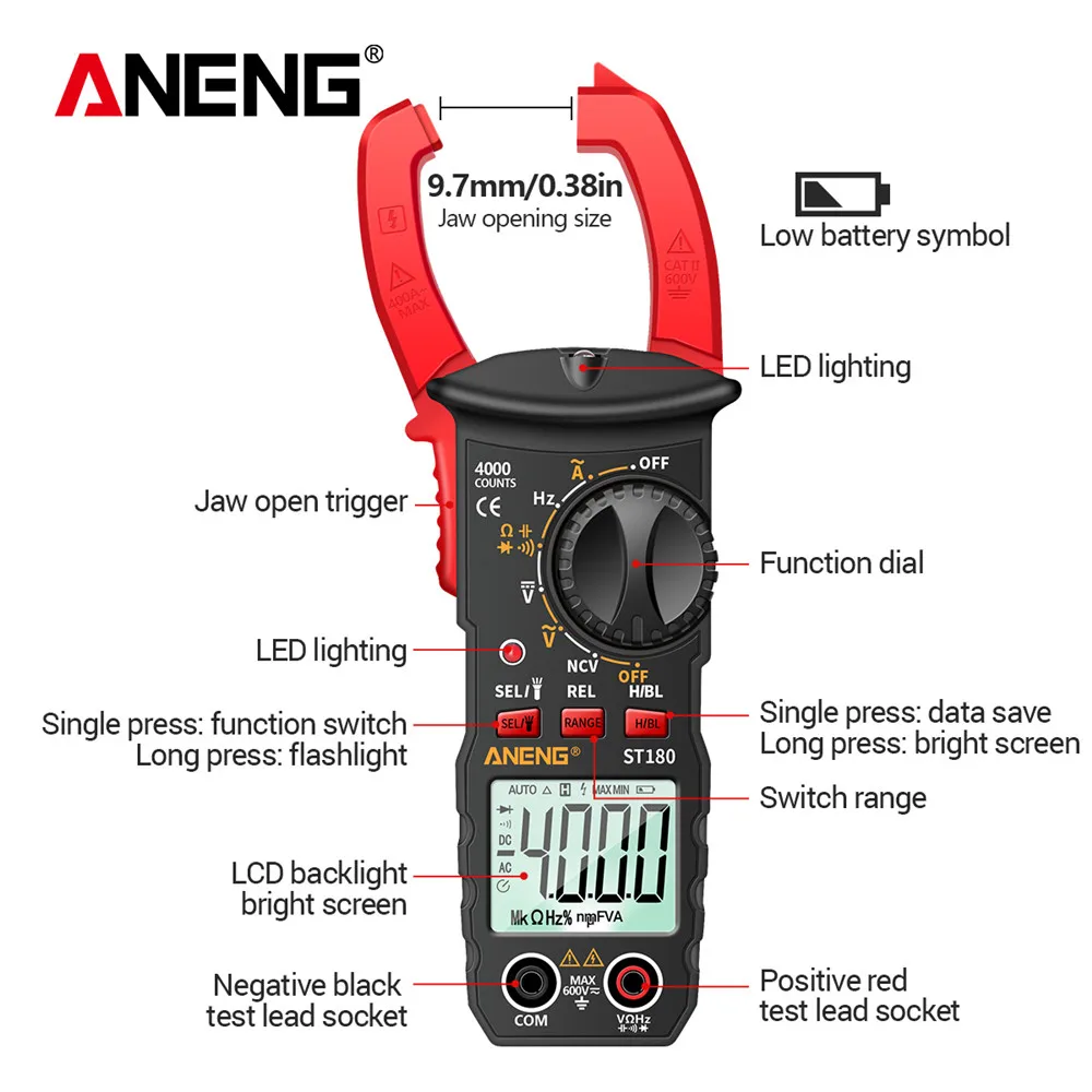 ANENG ST180 AC-Strommesszange Digitales – Bild 5