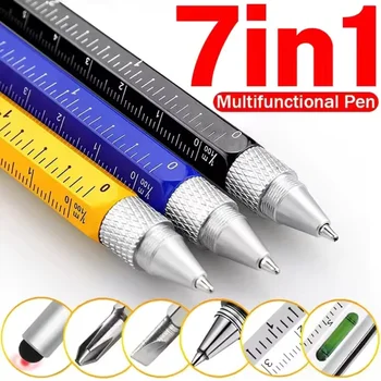 7-in-1-Multifunktionsstift, Touchscreen-Stylus, kapazitiver Stift mit Schraubendreher, Lineal, Nivelliergerät