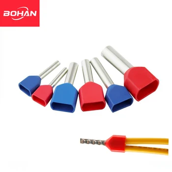 Rot Kupfer Isolierte Aderendhülsen Kabel Ende Crimp Terminal Doppel Draht Stecker Pin Elektrische (100 Stück)