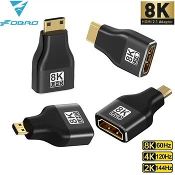 HDMI-Kompatibel Adapter Mini/Micro HDMI Zu HDMI Adapter 8K 60Hz 4K 120Hz/144Hz männlich Zu Weiblich Konverter