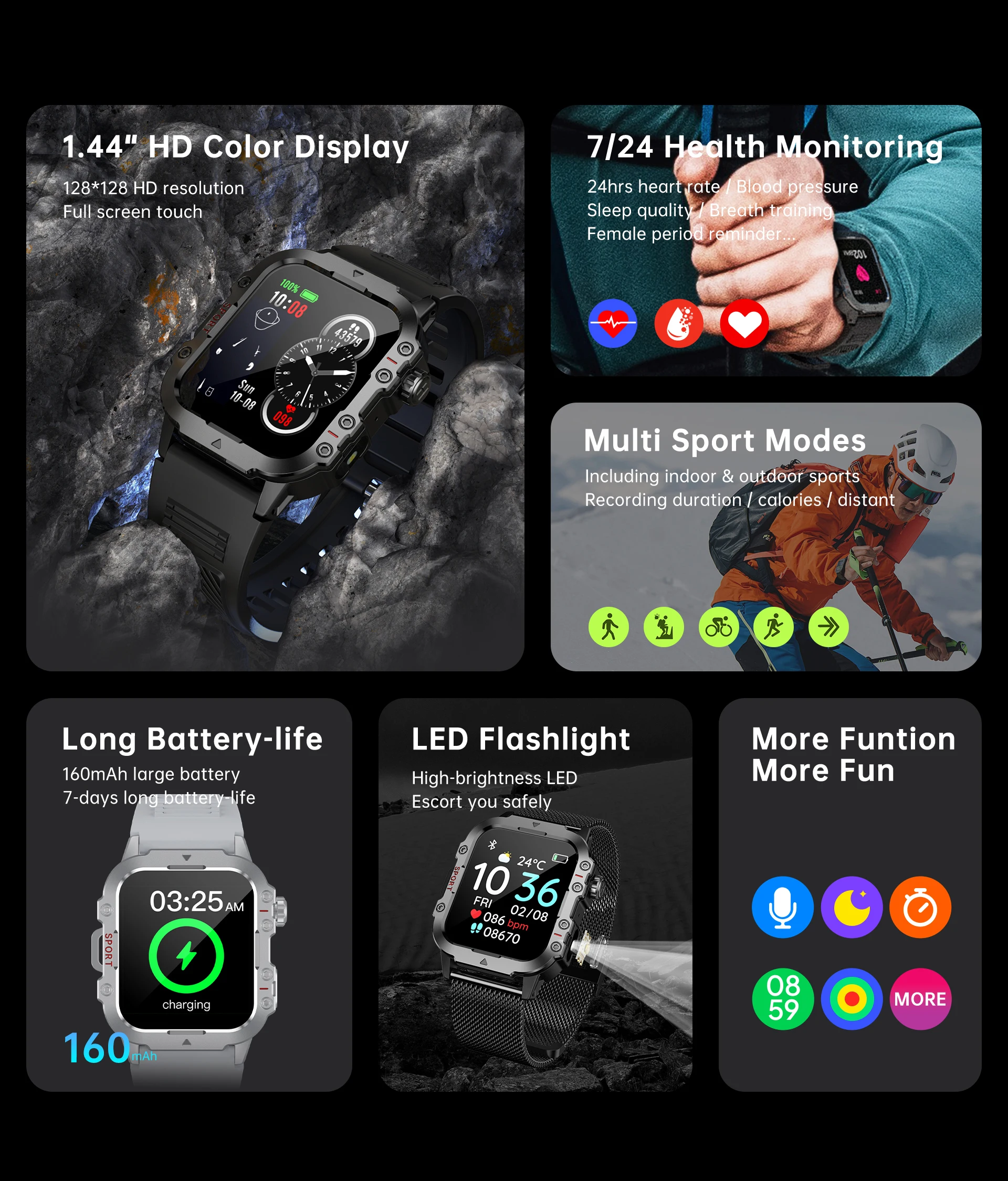 2026 Neue Militärische Smartwatch für Herren IP67 3ATM – Bild 2