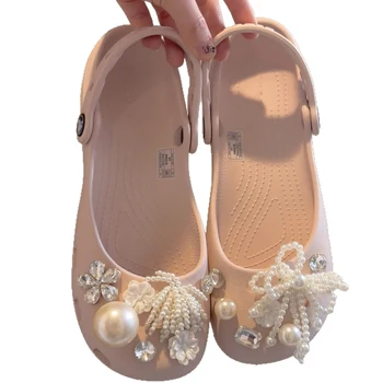 Damen-Schuhcharms im Ballett-Stil Kristall Mode Perlen Blumen Schuhdekoration Set DIY Schuhdekorationszubehör