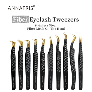 ANNAFRIS High-end Faser Spitze Wimpern Pinzette Edelstahl Gerade Kopf Gebogene Spitze Wimpern Verlängerung