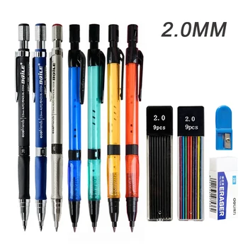 Druckbleistift-Set 2,0 mm mit 2B-Schwarz/Farben-Minenminen zum Schreiben, Skizzieren, Kunst, Zeichnen, Malen