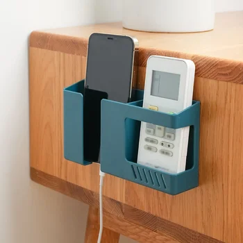 Wand-Montiert Nicht-Stanzen Fernbedienung Lagerung Box Rack TV Klimaanlage Handy Lade Rac