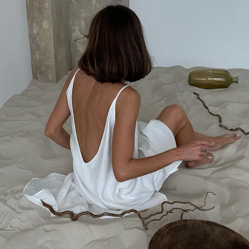 HiLoc Casual Lose Weiße Lange Kleid Robe 2025, Neue Sommer – Bild 3
