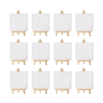 Künstler-Set: 5 Zoll Mini-Staffelei + 3 Zoll x 3 Zoll Mini-Leinwand-Set, Malerei (12 Stück)