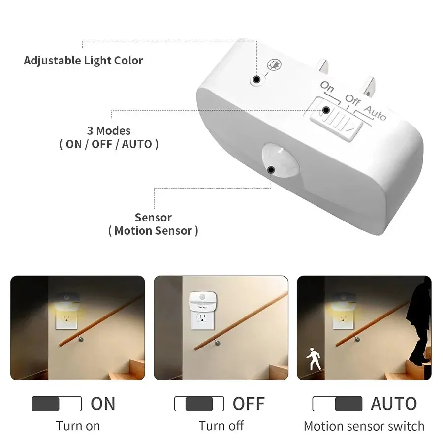 LED Nachtlicht Mit Motion Sensor Licht EU UNS Steckdose – Bild 4