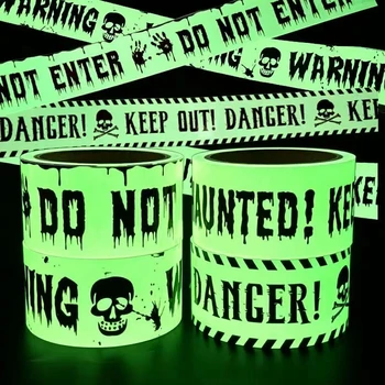Halloween-Warnband, leuchtend/gelb im Dunkeln, 3 m, nicht klebend, für Innen- und Außenbereiche