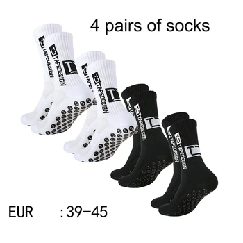 4 Paar neue TC Mid Tube geklebte Fußballsocken für Sporttraining und Wettkämpfe, rutschfeste und atmungsaktive