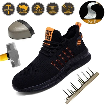 Arbeitssicherheitsschuhe Herren Sicherheitsstiefel Anti-Schlag Arbeitsschuhe mit Stahlkappe Herren