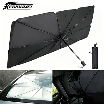 KEBIDUMEI Auto-Sonnenschutz Windschutzscheiben-Regenschirm Vorderer Sonnenschutz Faltbarer Sommer-Schutz
