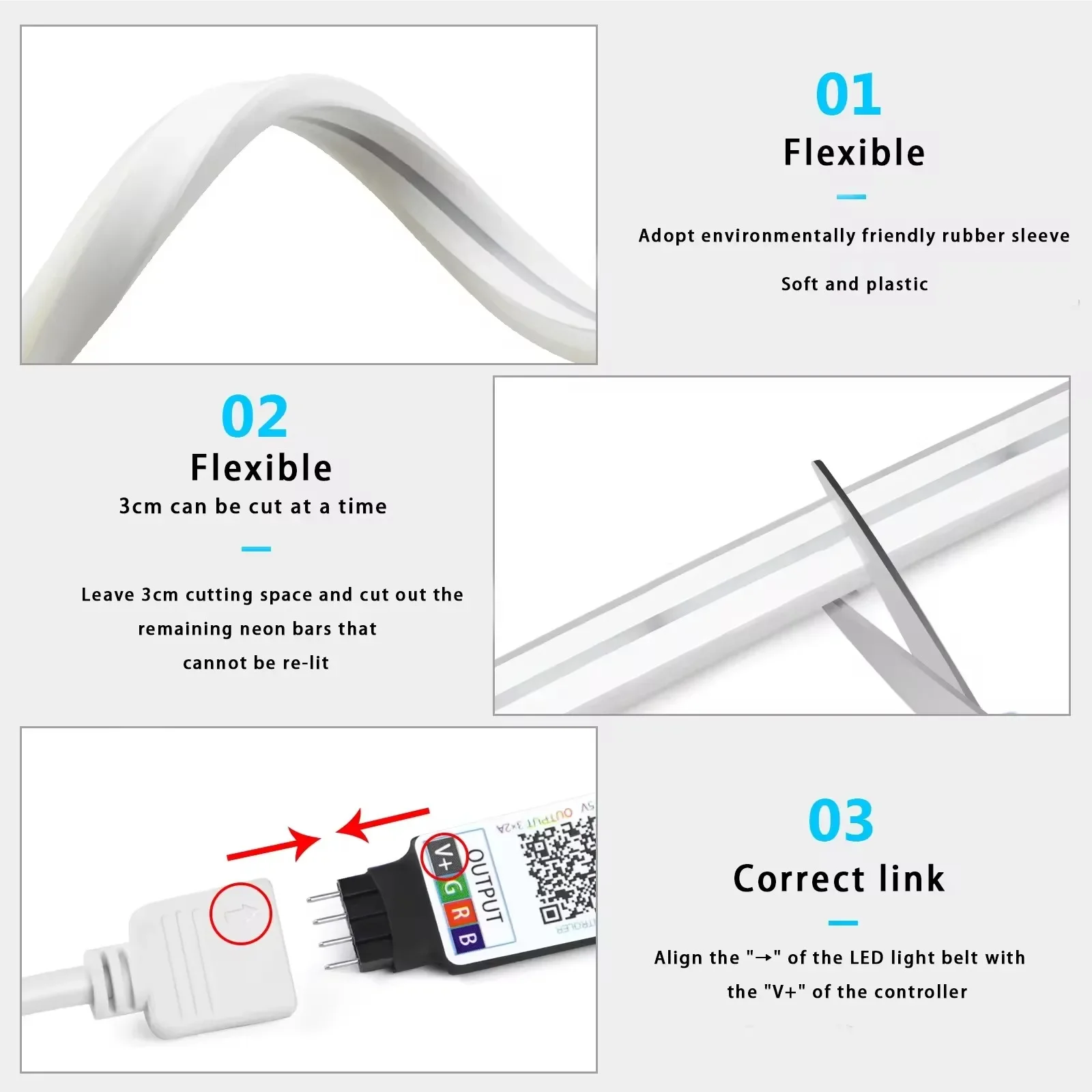 RGB Neon LED Streifen 1/2/3/5M IP65 Wasserdicht DIY USB Neon – Bild 5
