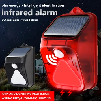 Wasserdicht Solar Powered Alarm Licht Sirene Fernbedienung Motion Sensor Detektor Strobe Alarm Haustier