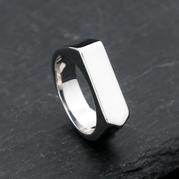 Mode 316L Edelstahl Einfache Ringe Für Männer Frauen Punk Hip Hop Square Band Flache Top Siegelring Charme
