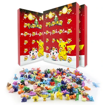 Adventskalender Pokemon Figur Weihnachtsbox Halloween Geschenk Mini Pikachu Anime Figural Action 24-teiliges