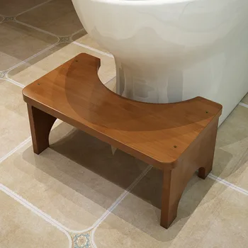 Keine Installation, rutschfester Badezimmer-Toilettenhocker, Upgrade-Toilettenhocker aus Bambus für Erwachsene