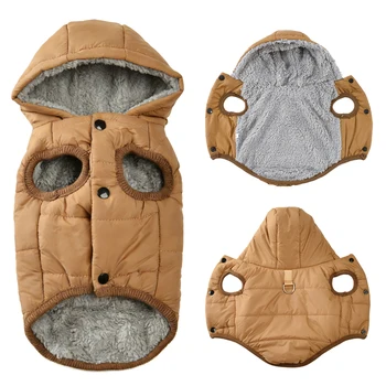 Warmer Fleece-Hundemantel mit Kapuze für kleine und mittelgroße Hunde, Winter-Welpen-Kleidung, Jacke
